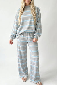 Willluxe® Mock Neck Pullover Striped 2-Piece Lounge Set