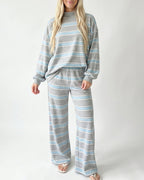 Willluxe® Mock Neck Pullover Striped 2-Piece Lounge Set