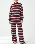Willluxe® Mock Neck Pullover Striped 2-Piece Lounge Set