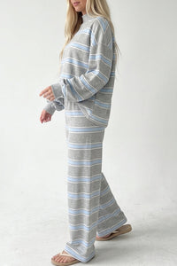 Willluxe® Mock Neck Pullover Striped 2-Piece Lounge Set