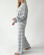 Willluxe® Mock Neck Pullover Striped 2-Piece Lounge Set
