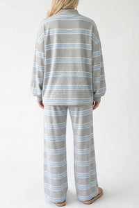 Willluxe® Mock Neck Pullover Striped 2-Piece Lounge Set