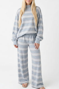 Willluxe® Mock Neck Pullover Striped 2-Piece Lounge Set