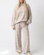 Willluxe® Mock Neck Pullover Striped 2-Piece Lounge Set