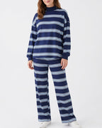 Willluxe® Mock Neck Pullover Striped 2-Piece Lounge Set
