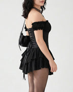 Willluxe® Off-Shoulder Tiered Ruffle Hem Corset Mini Dress