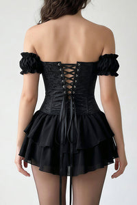 Willluxe® Off-Shoulder Tiered Ruffle Hem Corset Mini Dress