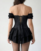 Willluxe® Off-Shoulder Tiered Ruffle Hem Corset Mini Dress