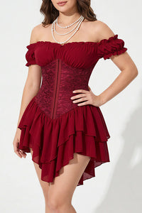 Willluxe® Off-Shoulder Tiered Ruffle Hem Corset Mini Dress