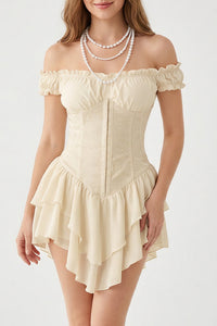 Willluxe® Off-Shoulder Tiered Ruffle Hem Corset Mini Dress