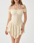 Willluxe® Off-Shoulder Tiered Ruffle Hem Corset Mini Dress
