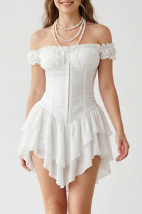 Willluxe® Off-Shoulder Tiered Ruffle Hem Corset Mini Dress