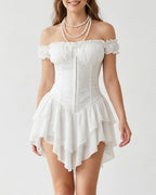 Willluxe® Off-Shoulder Tiered Ruffle Hem Corset Mini Dress