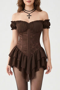 Willluxe® Off-Shoulder Tiered Ruffle Hem Corset Mini Dress