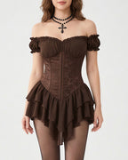 Willluxe® Off-Shoulder Tiered Ruffle Hem Corset Mini Dress