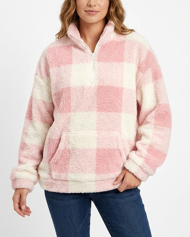 Willluxe® Plush Teddy Fleece Quarter-Zip Jacket