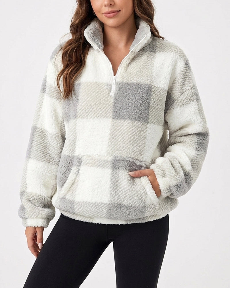 Willluxe® Plush Teddy Fleece Quarter-Zip Jacket