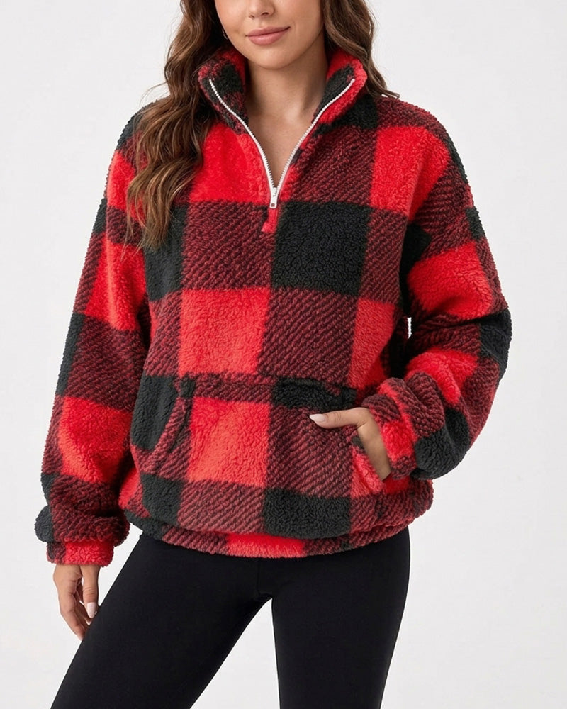 Willluxe® Plush Teddy Fleece Quarter-Zip Jacket