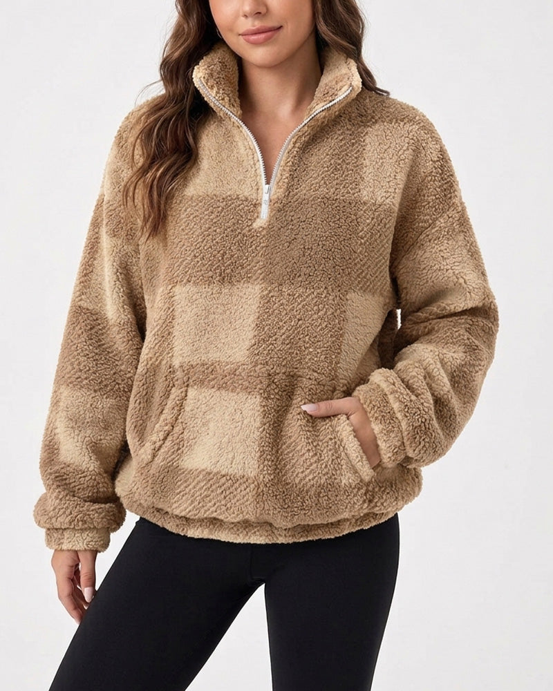 Willluxe® Plush Teddy Fleece Quarter-Zip Jacket