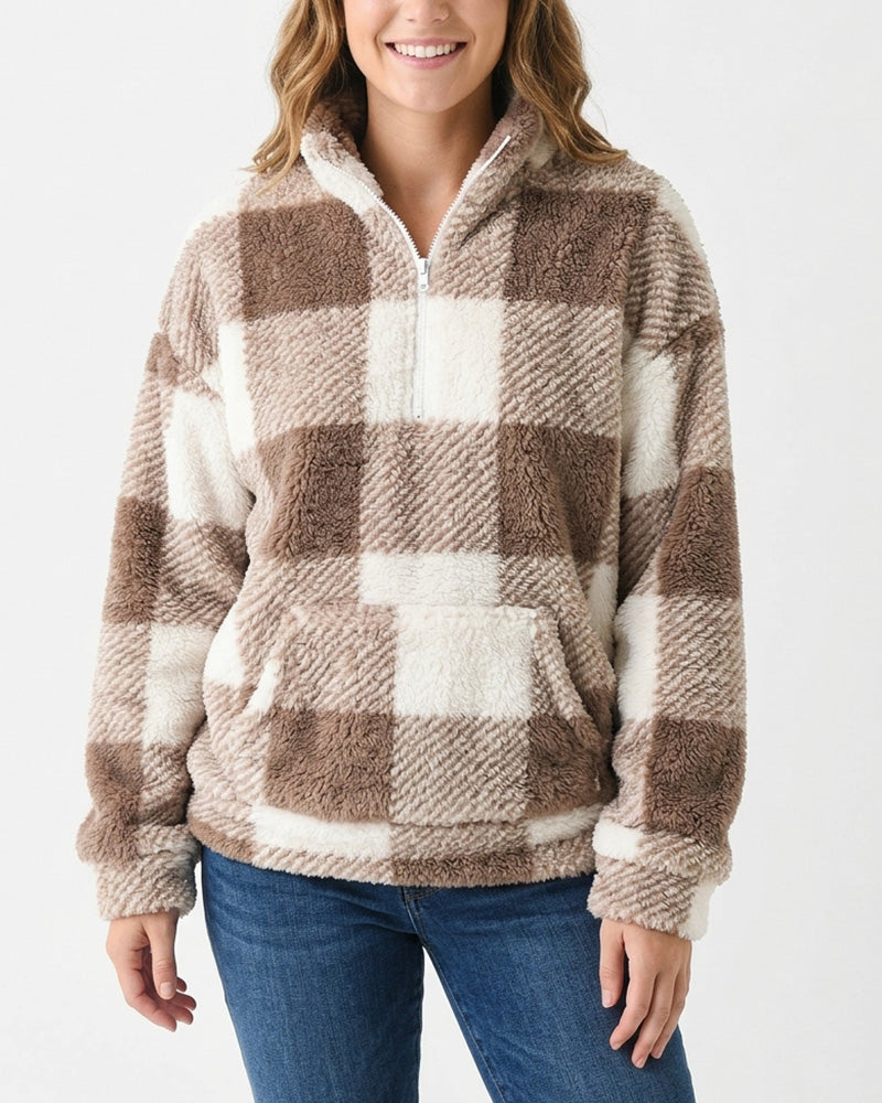 Willluxe® Plush Teddy Fleece Quarter-Zip Jacket