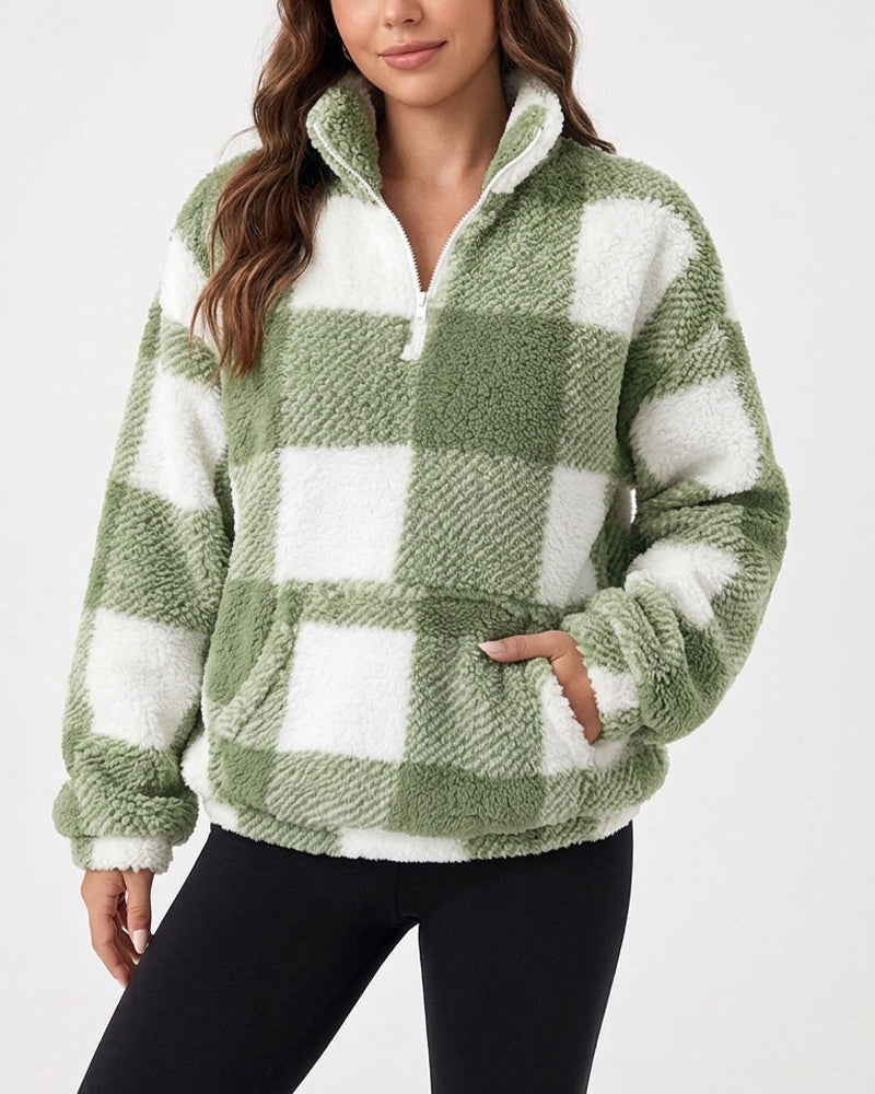 Willluxe® Plush Teddy Fleece Quarter-Zip Jacket