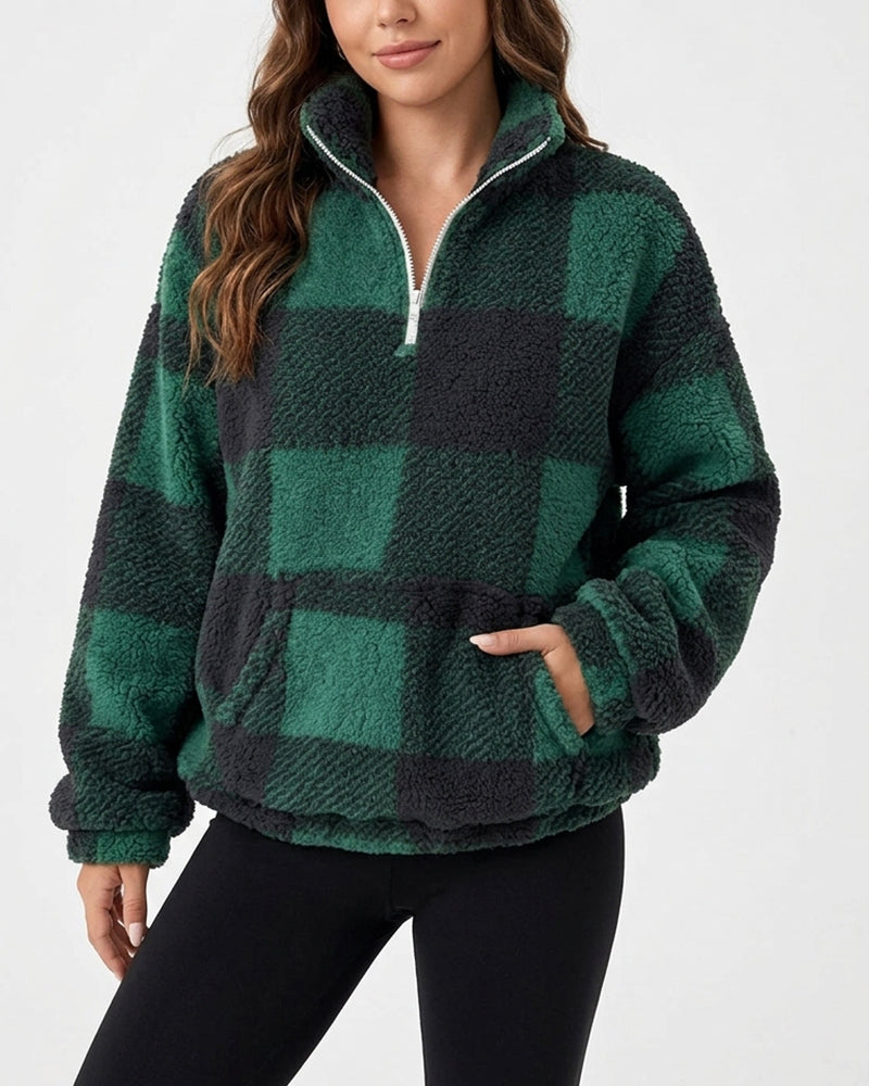 Willluxe® Plush Teddy Fleece Quarter-Zip Jacket
