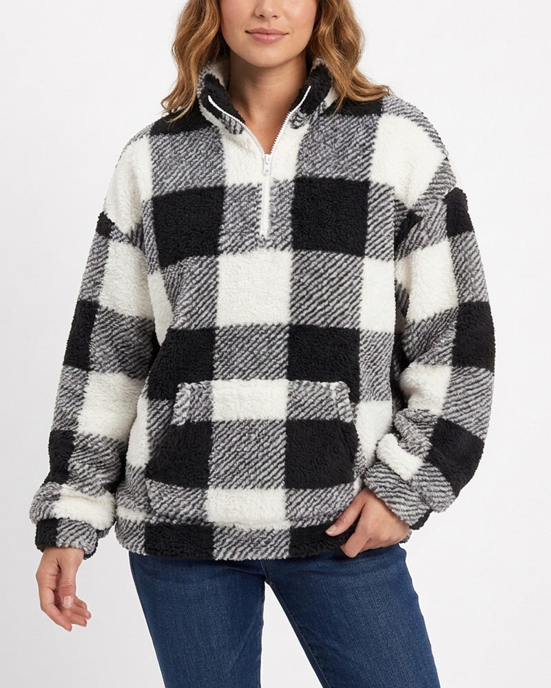 Willluxe® Plush Teddy Fleece Quarter-Zip Jacket