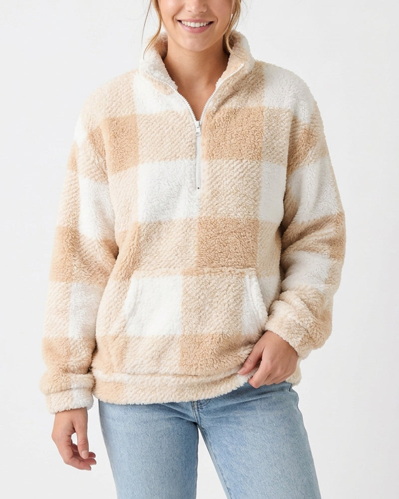 Willluxe® Plush Teddy Fleece Quarter-Zip Jacket