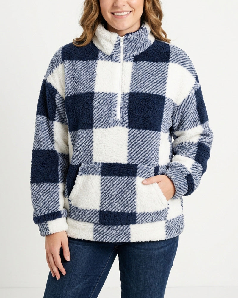 Willluxe® Plush Teddy Fleece Quarter-Zip Jacket