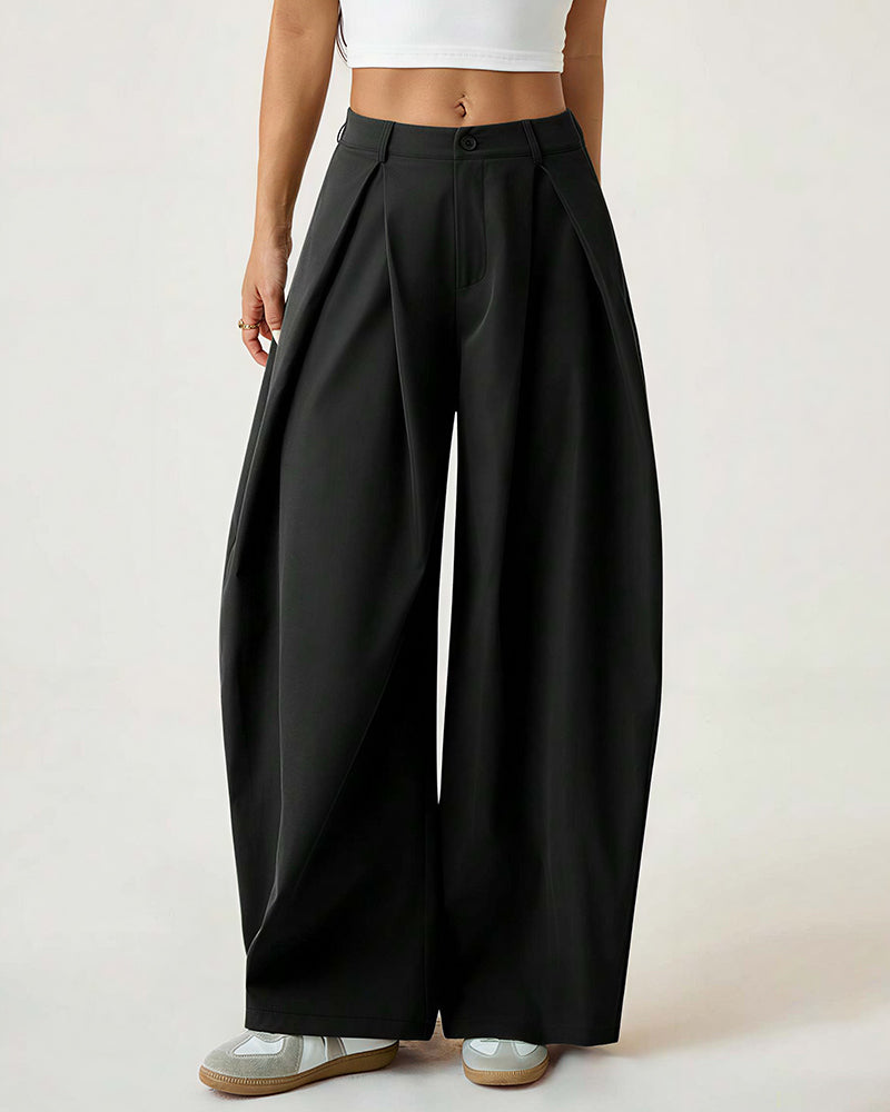 Willluxe® Pleated Wide-Leg Trousers with Liquid Drape