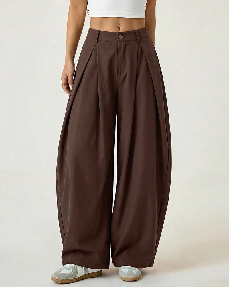 Willluxe® Pleated Wide-Leg Trousers with Liquid Drape