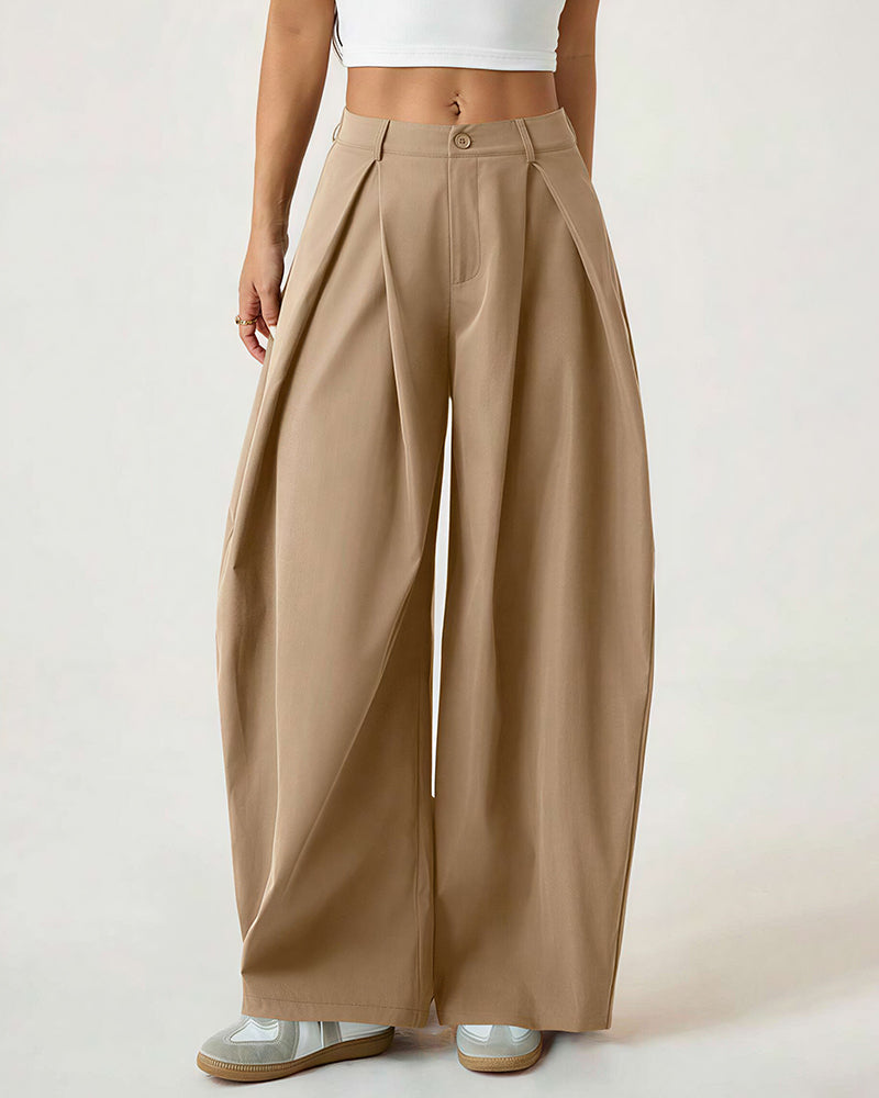 Willluxe® Pleated Wide-Leg Trousers with Liquid Drape