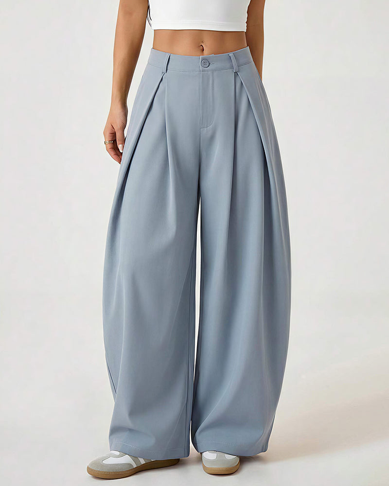 Willluxe® Pleated Wide-Leg Trousers with Liquid Drape