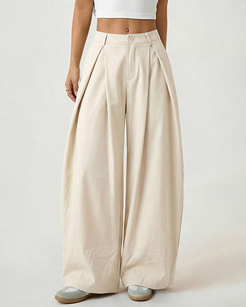 Willluxe® Pleated Wide-Leg Trousers with Liquid Drape