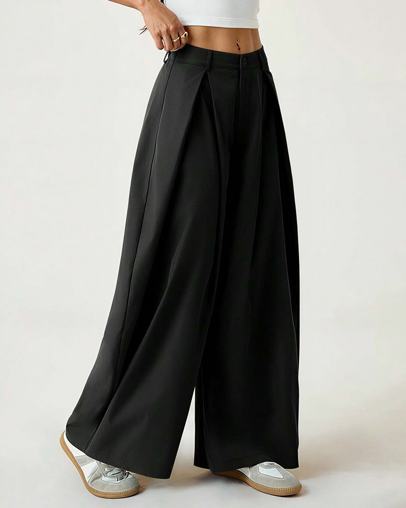 Willluxe® Pleated Wide-Leg Trousers with Liquid Drape