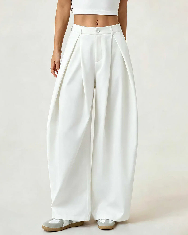 Willluxe® Pleated Wide-Leg Trousers with Liquid Drape