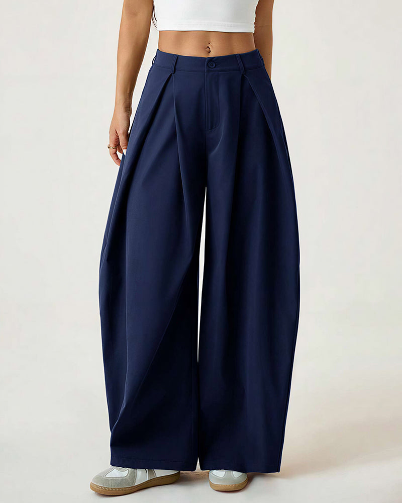 Willluxe® Pleated Wide-Leg Trousers with Liquid Drape