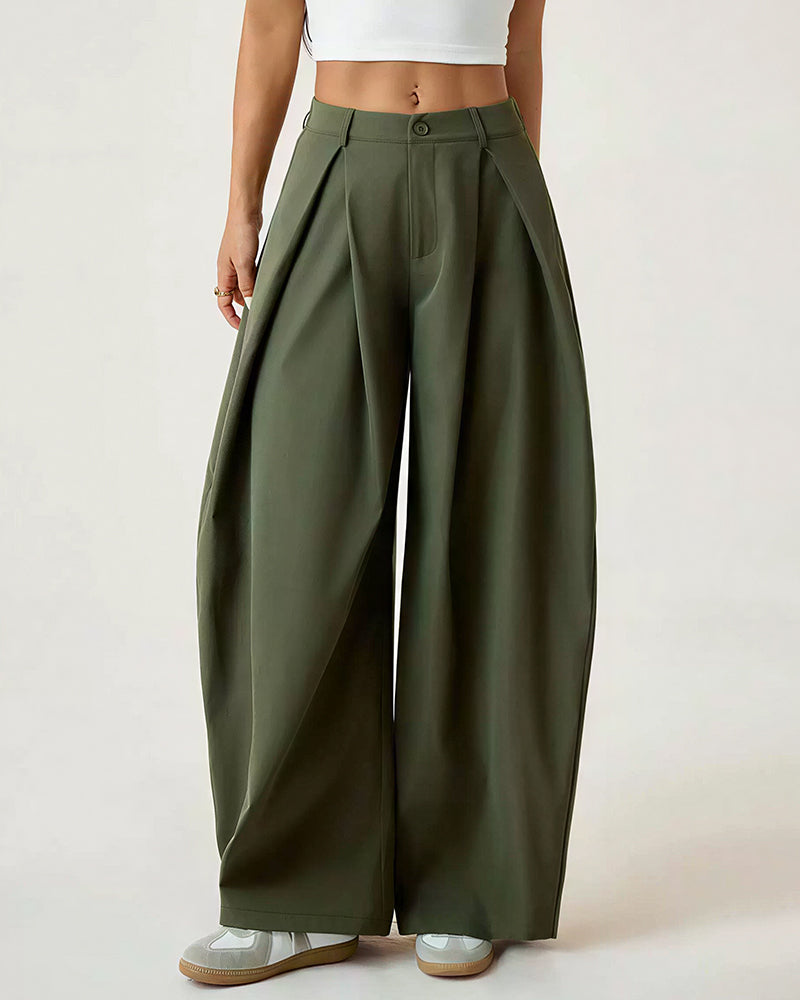 Willluxe® Pleated Wide-Leg Trousers with Liquid Drape