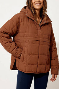 Willluxe® Lightweight Quilted Half-Snap Pullover Jacket with Hood