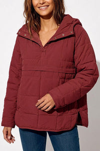 Willluxe® Lightweight Quilted Half-Snap Pullover Jacket with Hood