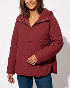 Willluxe® Lightweight Quilted Half-Snap Pullover Jacket with Hood