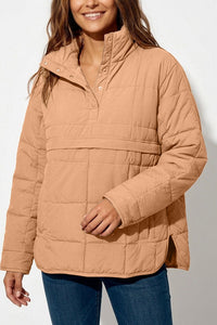 Willluxe® Lightweight Quilted Half-Snap Pullover Jacket with Hood