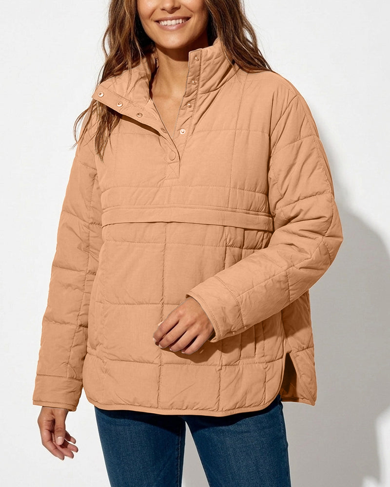 Willluxe® Lightweight Quilted Half-Snap Pullover Jacket with Hood