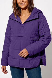 Willluxe® Lightweight Quilted Half-Snap Pullover Jacket with Hood