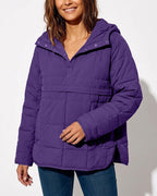 Willluxe® Lightweight Quilted Half-Snap Pullover Jacket with Hood