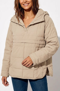 Willluxe® Lightweight Quilted Half-Snap Pullover Jacket with Hood
