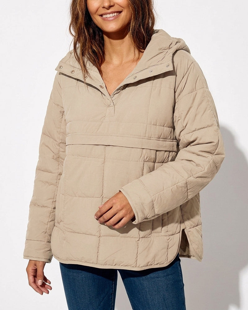 Willluxe® Lightweight Quilted Half-Snap Pullover Jacket with Hood