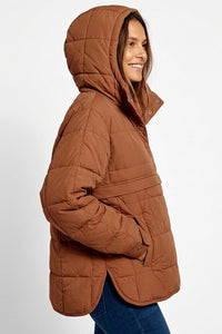 Willluxe® Lightweight Quilted Half-Snap Pullover Jacket with Hood