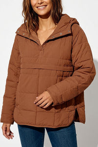 Willluxe® Lightweight Quilted Half-Snap Pullover Jacket with Hood