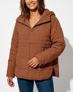Willluxe® Lightweight Quilted Half-Snap Pullover Jacket with Hood